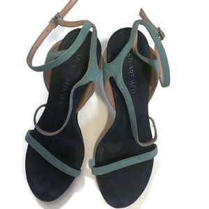 Stuart Weitzman ankle strap suede open toe sandals